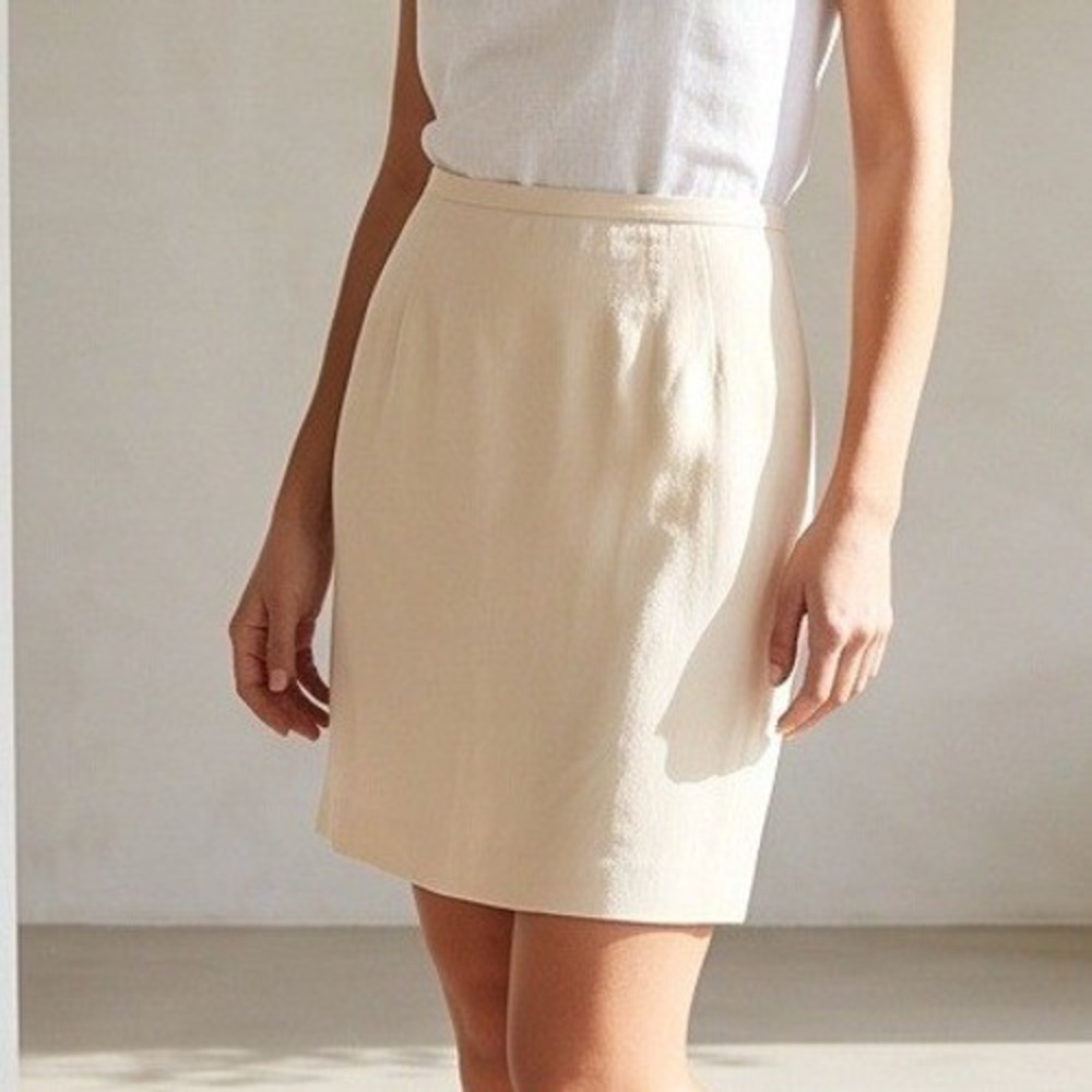 Vintage Evan-Picone Womens 22W Silk Pencil Skirt Cream Off-White Career NWT